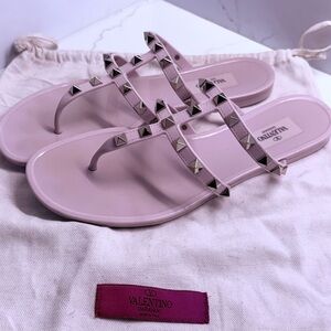 Valentino Garavani Rockstud Flat Rubber Sandals Size 38